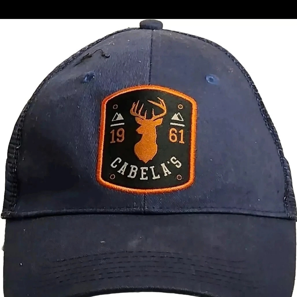 Cabela's Navy Blue Cap with Orange Logo Y2k Boho Hunting Camping Street